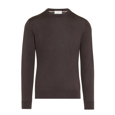 Pullover Girocollo in Cotone Marrone Scuro Maglia Girocollo Paolo Pecora