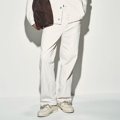 Pantalone 5 Tasche Loose Fit in Cotone e Lino Ghiaccio Pantalone 5 Tasche Paolo Pecora