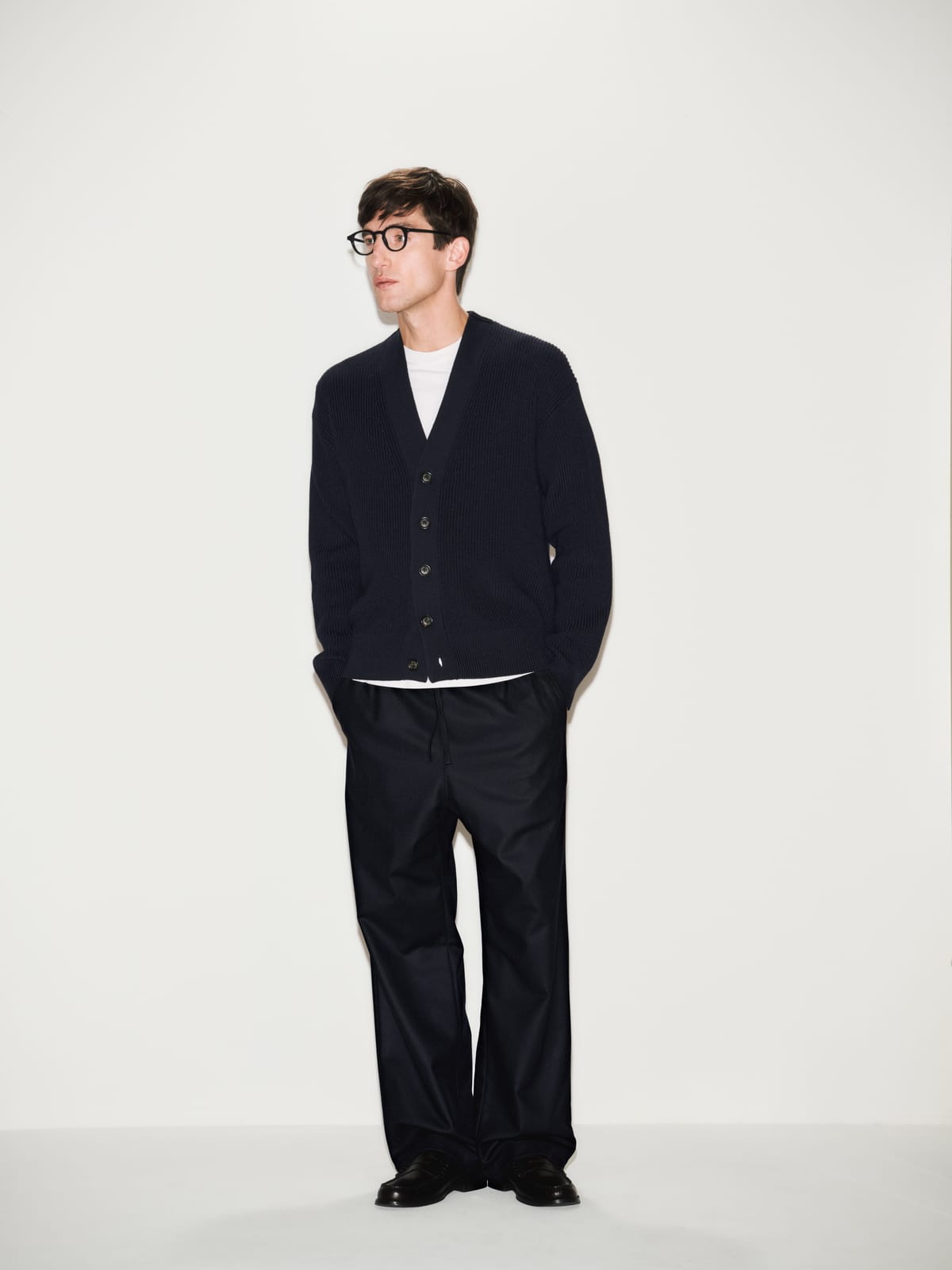 Pantalone Chino con Coulisse Over Fit in Lana e Cashmere Blu Pantalone Tessuto Paolo Pecora
