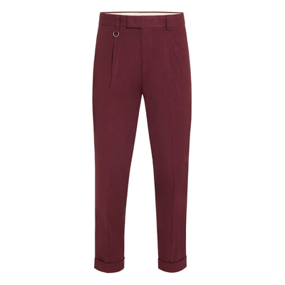 Pantalone Chino con Pinces Duomo in Misto Lino Mattone Scuro Pantalone Tessuto Paolo Pecora