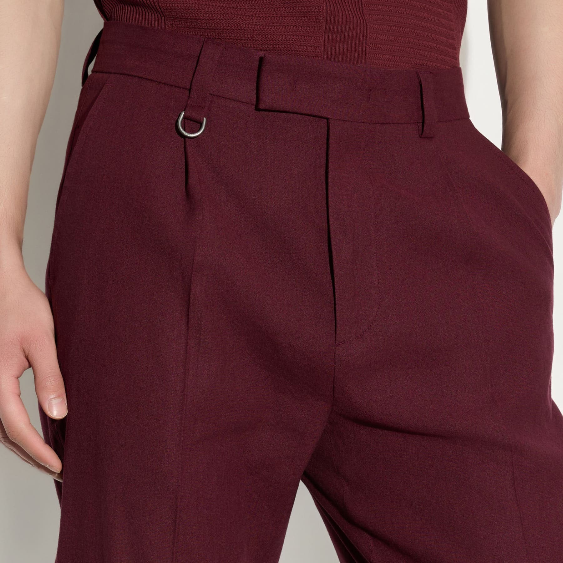 Pantalone Chino Duomo Relaxed Fit in Lino Stretch Mattone Scuro Pantalone Tessuto Paolo Pecora