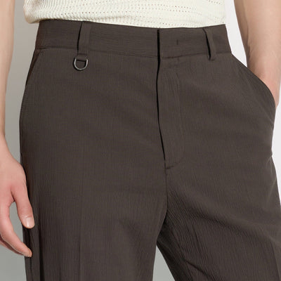 Pantalone Chino Loose Fit in Cotone Marrone Scuro Pantalone Tessuto Paolo Pecora
