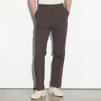 Pantalone Chino Loose Fit in Cotone Marrone Scuro Pantalone Tessuto Paolo Pecora