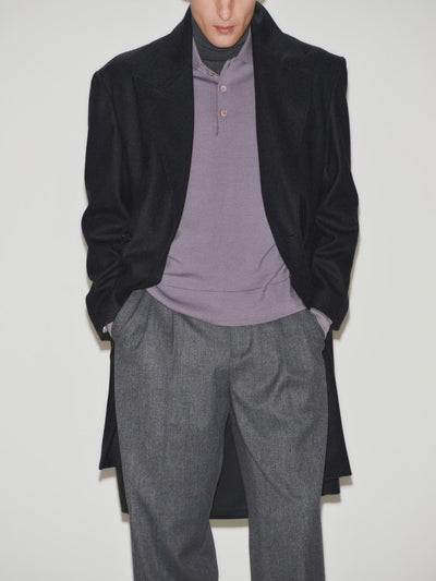 Maglia a Polo Over Fit in Lana Merino Extrafine Lavanda