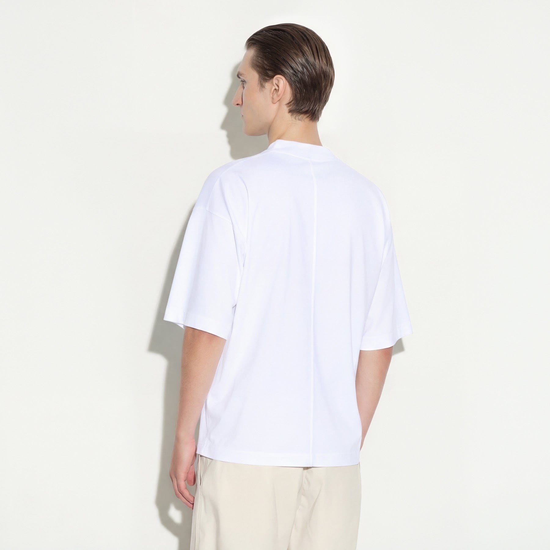 T-Shirt Boxy Fit in Jersey di Cotone Bianco Ottico T-Shirt Jersey Paolo Pecora