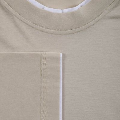 T-Shirt Loose Fit in Jersey di Cotone Beige e Bianco T-Shirt Jersey Paolo Pecora