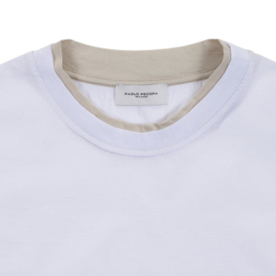 T-Shirt Loose Fit in Jersey di Cotone Bianco e Beige T-Shirt Jersey Paolo Pecora